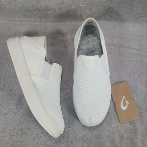 NWOT Olukai Ki'ihele Bright White Mesh Slip-On Casual Sneakers Women's Size 7.5